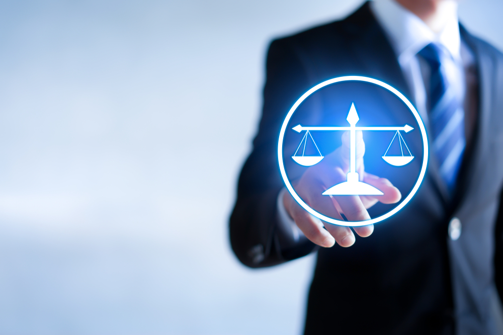 Law,And,Justice,Concepts.,Lawyer,Pressing,Scales,Of,Justice,Icon